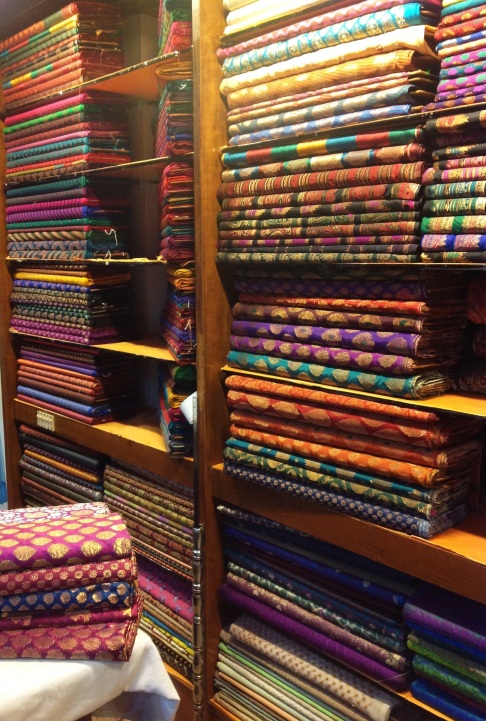Silk fabrics from across the country, arranged in an stunning and eye pleasing manner
