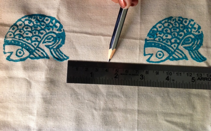 Organic cotton fabric with fish block print